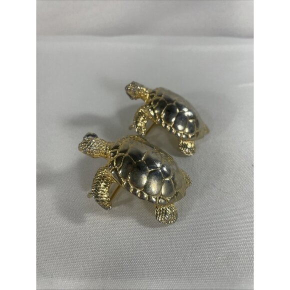 Gay Boyer Gold Turtle Belt Buckle Rope Ribbon Two Piece Sea Interlocking Vintage - Picture 3 of 16